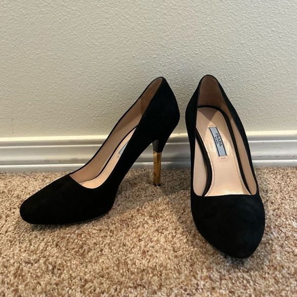 Prada Milano 37.5 Heels Black Suede - Picture 15 of 15